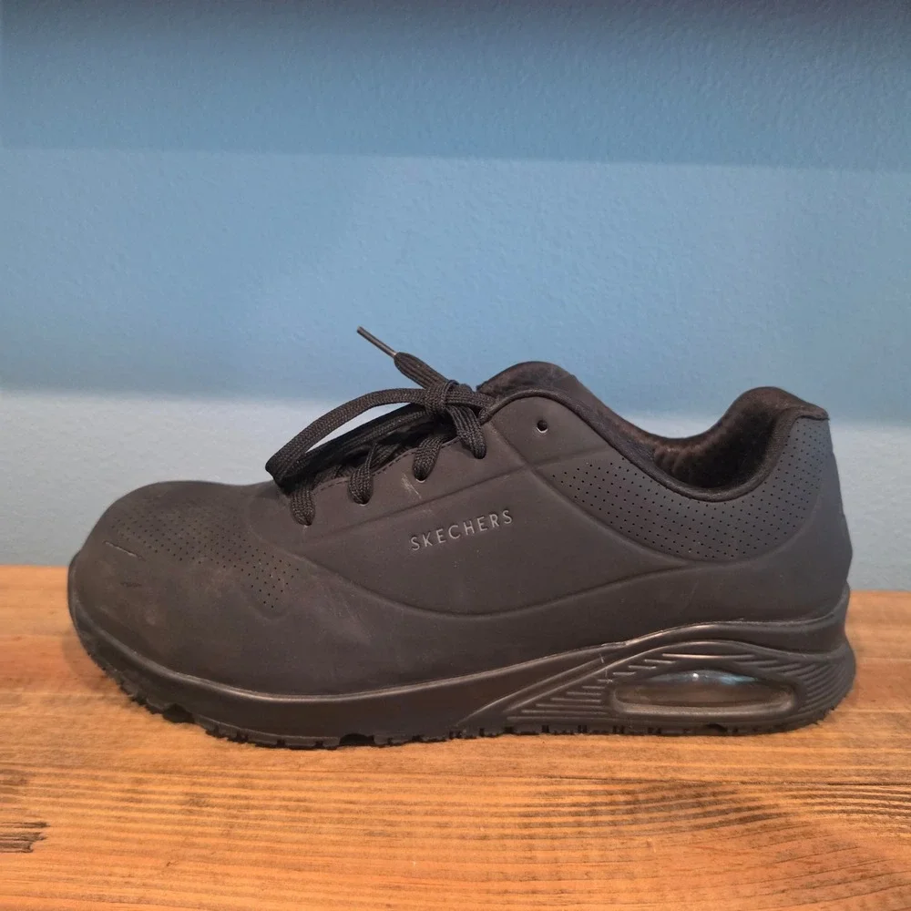 Skechers Mens Work‎ Uno Doltin Composite Toe Slip Resistant Black Sneakers 11.5